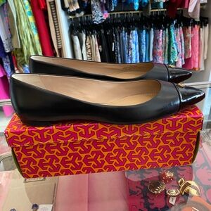 Tory Burch Black Fairford Flat size 11 NWT